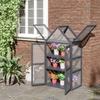 Cold Frame Mini Greenhouse 3 Tiers Hothouse Plant Bed with Fold-Open Roof Double Doors Made of Wood Polycarbonate Weatherproof Natural 70.5 X 42 X