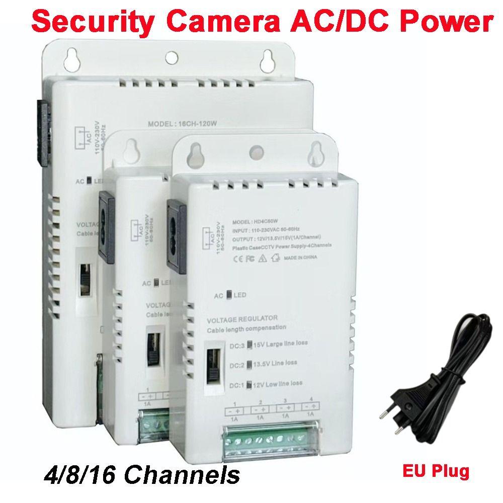 4/8/16 Channels CCTV Camera Power Supply Adjustable Switching 12V-13.8-15VDC Output Power Supply Distribution 90V-264VAC Input