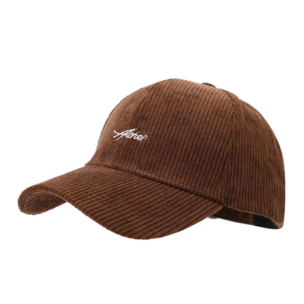 New Corduroy Baseball Cap Women's Personality Letter Embroidery Cap Simple Fashion Versatile Sun Hat Tide
