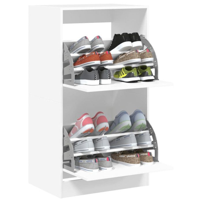 VidaXL Armoire à chaussures 2 tiroirs rabattables blanc 60x42x108 cm 3214385