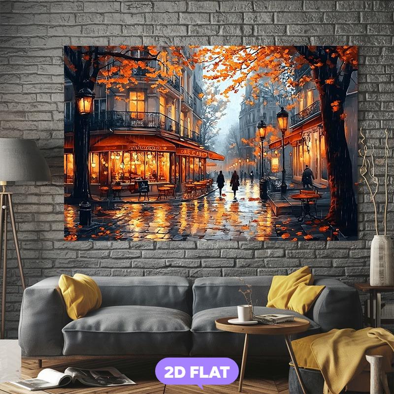 2D plane, 1 piece showcasing fashionable street scenes, highly suitable for autumn-themed parties