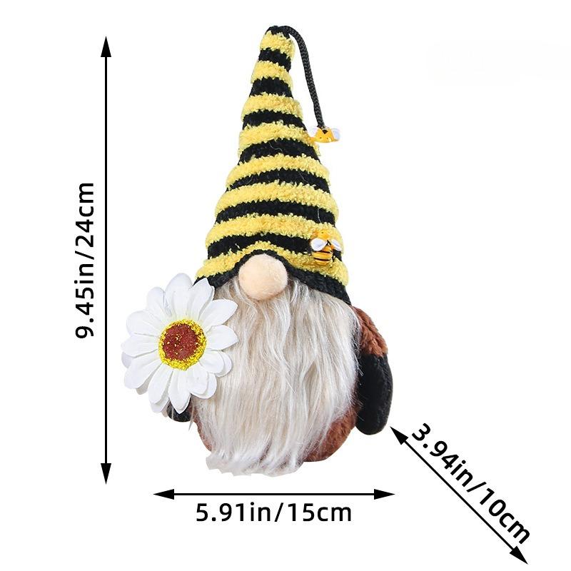 Sunflower Faceless Doll Ornament Bee Festival Knitted Plush Doll Decoration Cute Dwarf Home Fun Decoration Supplies Props New