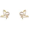 Simple pearl stud earrings new small peach heart elegant ear jewelry sweet niche love hollow earrings women
