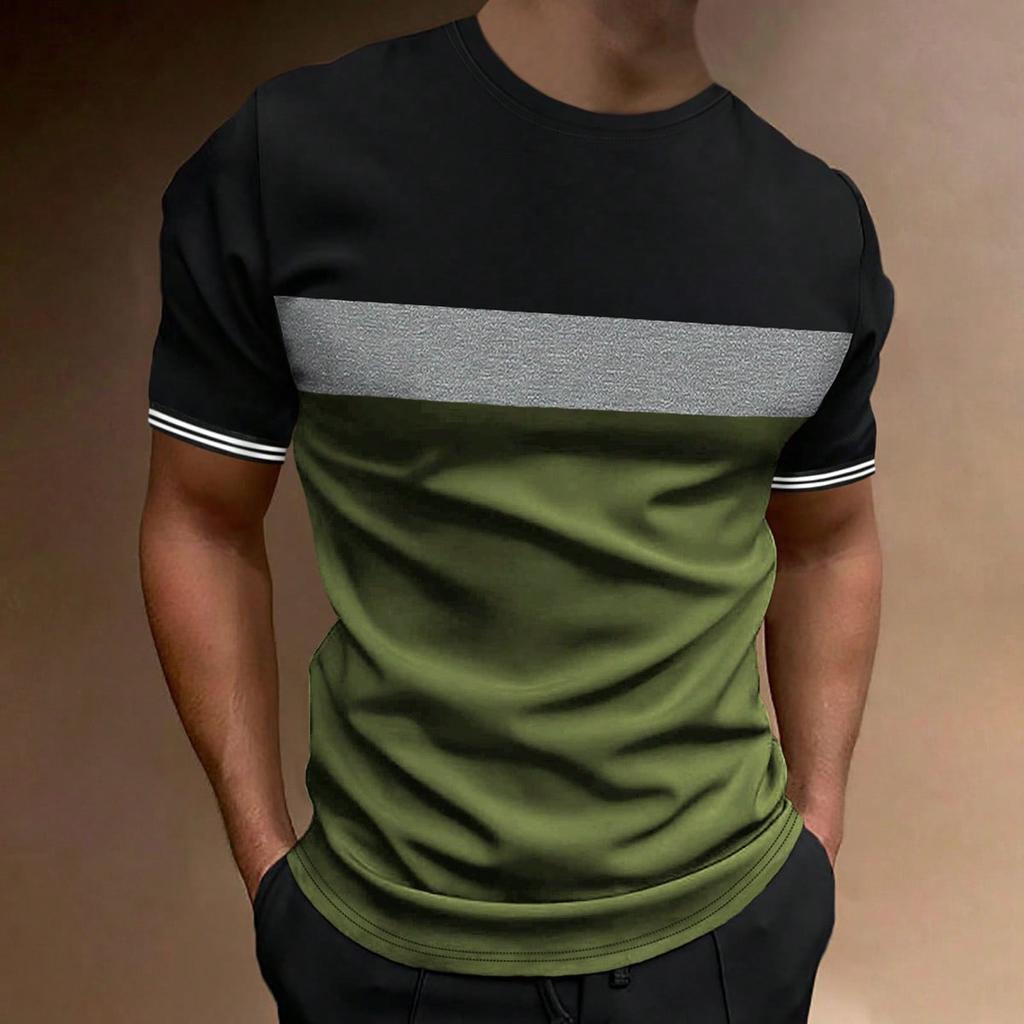 Luxury Brand T-Shirt 2024 Men'S Spring And Summer Leisure Sports Breathable Comfortable Beach Wind Stitched Stripe Color