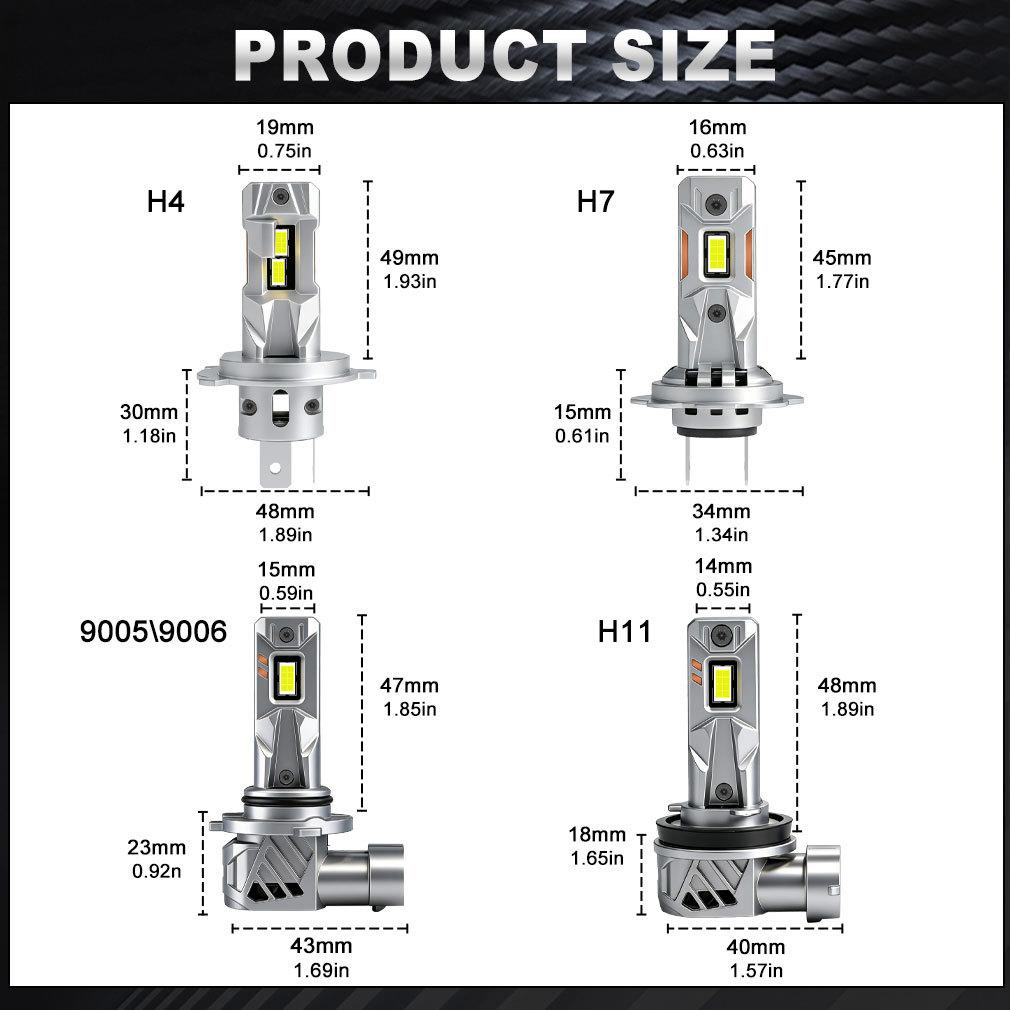 2Pcs 40000LM H4 H7 LED Headlight Bulbs Wireless Turbo H11 LED H8 9005 HB3 9006 HB4 100W Car Fog Light Hi Lo Beam Headlamp Auto Plug&Play Lamp 6000K