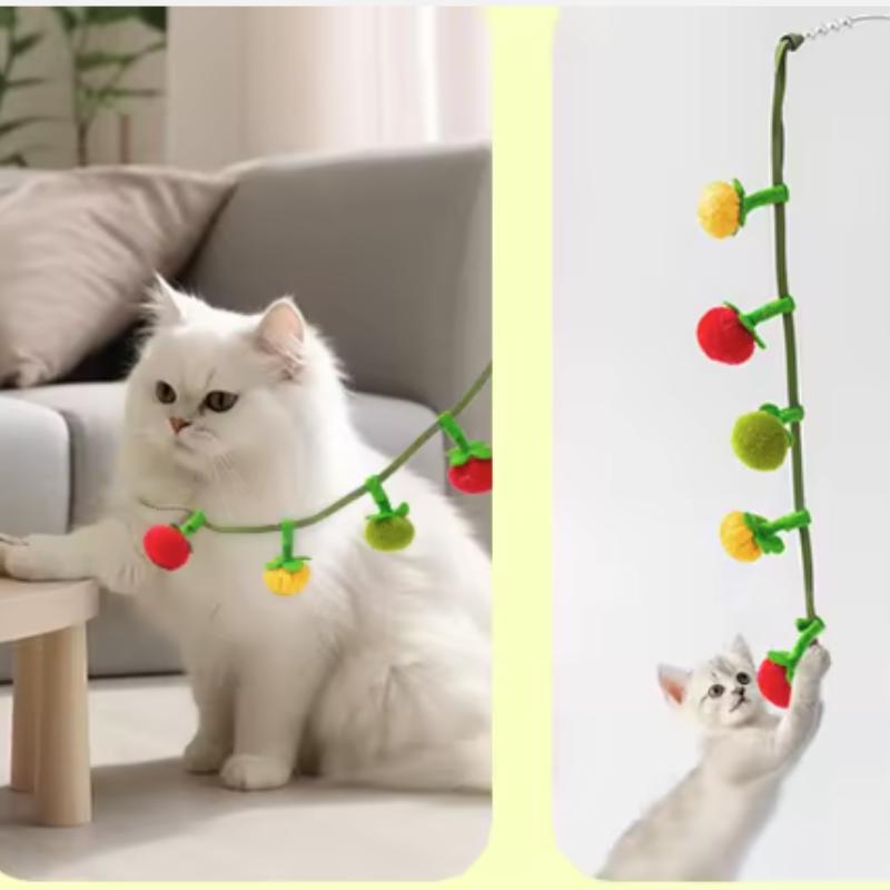 Tomato Shaped Durable Cat Teaser Toy with Bell Interactive Self-Play Kitten Boredom Relief Essential Pet Supplies for Cats