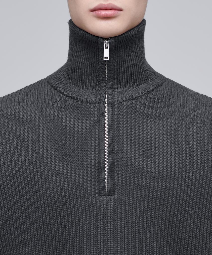 MUSINSA STANDARD Relaxed Ribbed Half Zip Knit [Gray]