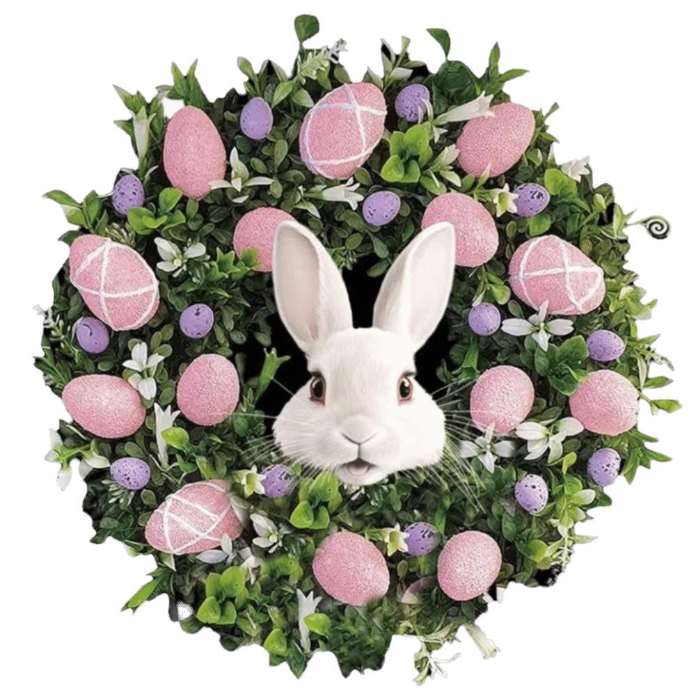 Akryl Dekor Vår Väggbonad Skumägg Påskgirlang Påskhare Krans Dörrhängare