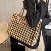 Borsa di grande capacità Borsa a tracolla popolare da donna per la primavera e l'estate Borsa tote scozzese per tutte le partite Borsa tote in tela Borsa per mamma