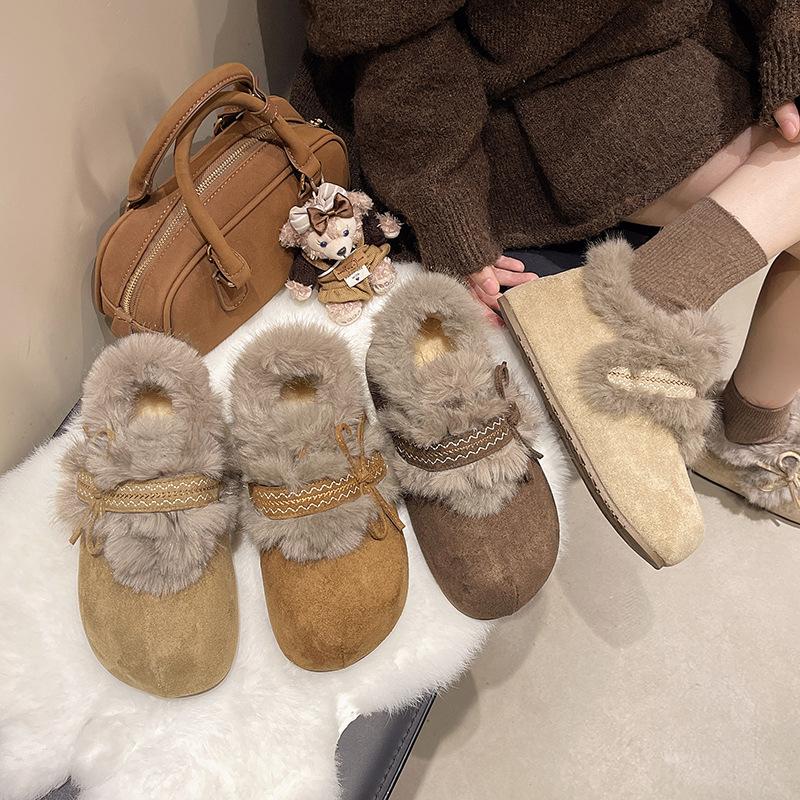 Women's fur one thick bottom heightening winter lightweight padded warm snow boots non-slip wear casual sneakers fur cotton shoes