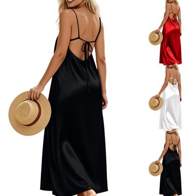 Women's Summer Backless Slim Shoulder Strap Loose Flowing Long Suspender Skirt