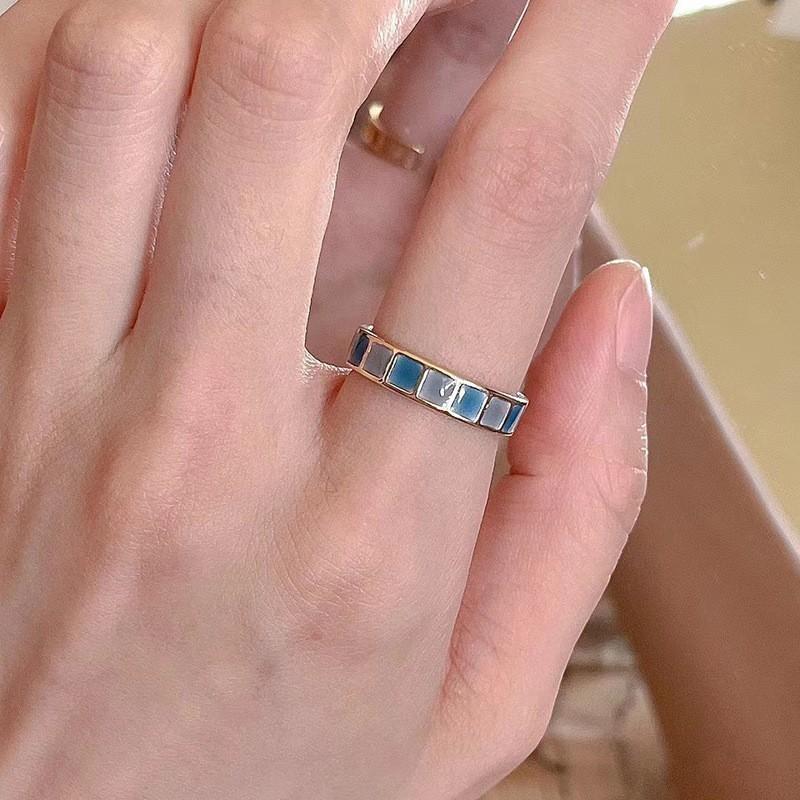Unique Enamel Blue Mother Of Pearl Ring For Women Fashionable And Elegant Accessory