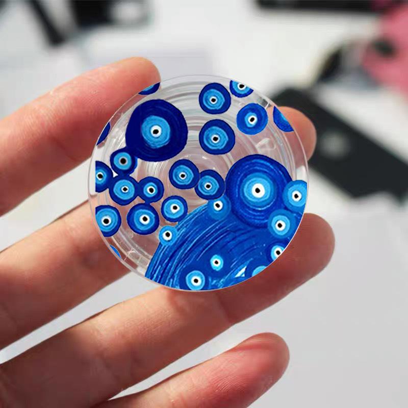 Türkischer Glücksbringer Blauer Nazar-Auge Abstrakter Handygriff Tok Ständer Halter Transparent Griptok für iPhone 13 Samsung Huawei Xiaomi Halterung