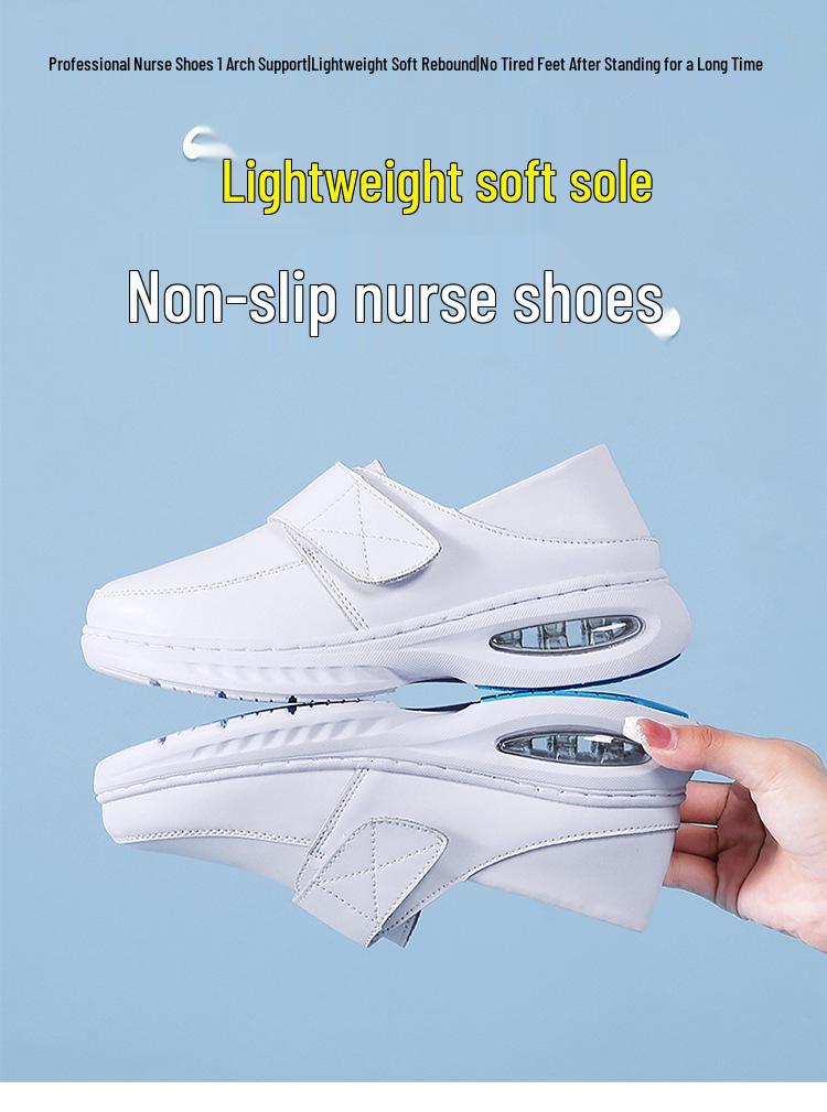 Women's Black Air Cushion Non-Slip Summer Nurse Shoes - Comfortable, Breathable, Soft, Thick Sole for Casual Medical Work