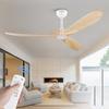 60-Zoll-Deckenventilator ohne Licht, natürliche Holzfarbe, wasserdichter Holzlüfter mit Verlängerungsstange, Mid-Century-Design für Terrasse, Wohnzimmer, Garage, Pavillon