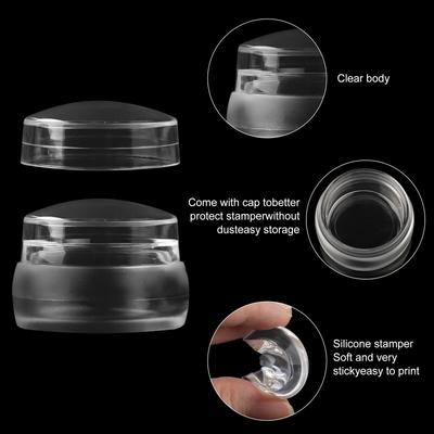 LINMANDA Clear Silicone Nail Stamper French Art Jelly Stamper for Nails French Nail Stamper Kit Manicure Nail Art Tools
