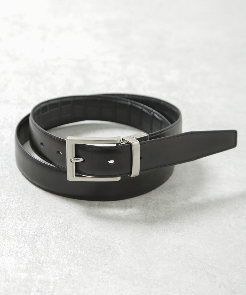 [Nano Universe] Split Leather Reversible Belt for Men F 361 Pattern 2 668-5250205