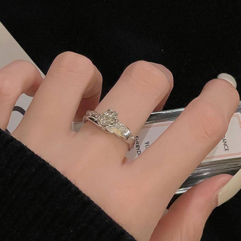 New Light Luxury Zircon Niche Design Sense Unique Opening Ring Women'S Cold Wind Exquisite Fashion Jewelry