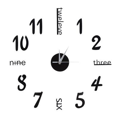 Wall Sticker Digital Clock Stickers Wall Clock DIY 3D Decorative Wall Clock for Home Black