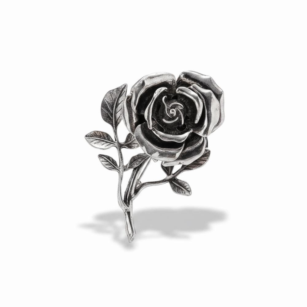 Vintage Rose Ring 3D Oversized Ring Elegant Double-Finger Ring  for Women
