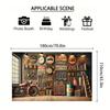 Retro 2D Background Fabric+garage, Living Room Decoration, Party, Photo Studio Multifunctional Background Wall