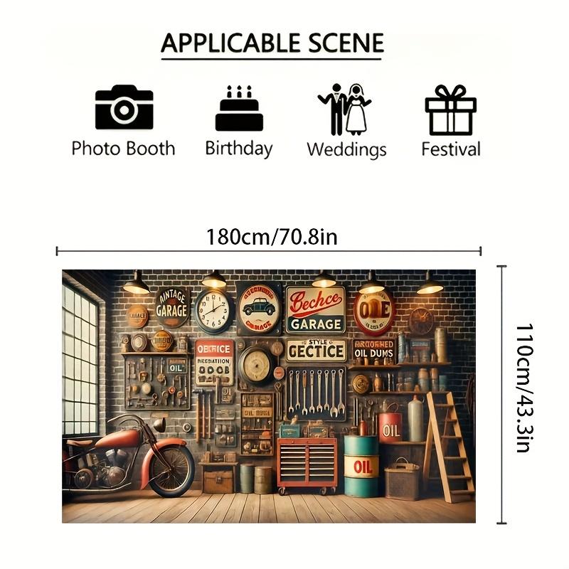 Retro 2D Background Fabric+garage, Living Room Decoration, Party, Photo Studio Multifunctional Background Wall