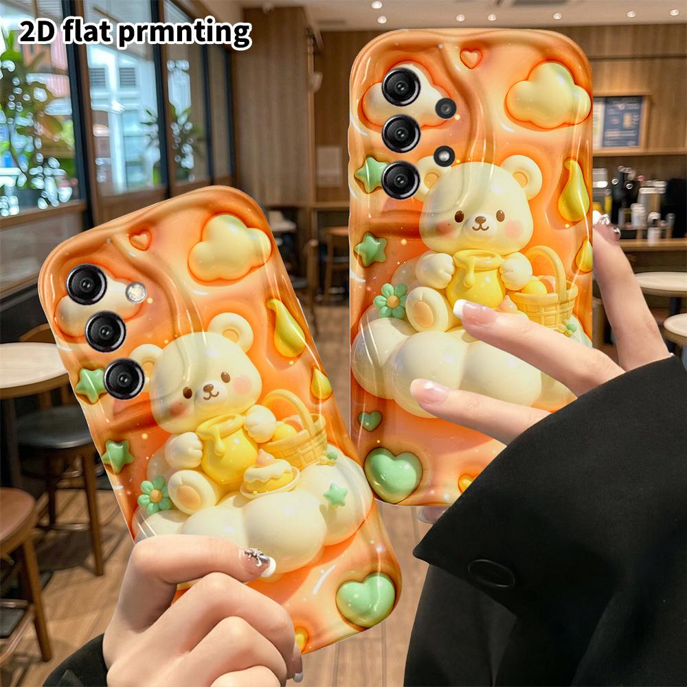 Phone Case: 2D flat, fits Samsung Galaxy A34 A35 M05 M06 S20 S22 S21 FE Plus 5G, peach honey little white bear, perfect Christmas and Halloween holida