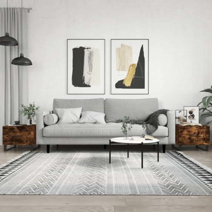 VidaXL Tables basses 2 pcs chêne fumé 50x50x40 cm bois d'ingénierie 829455