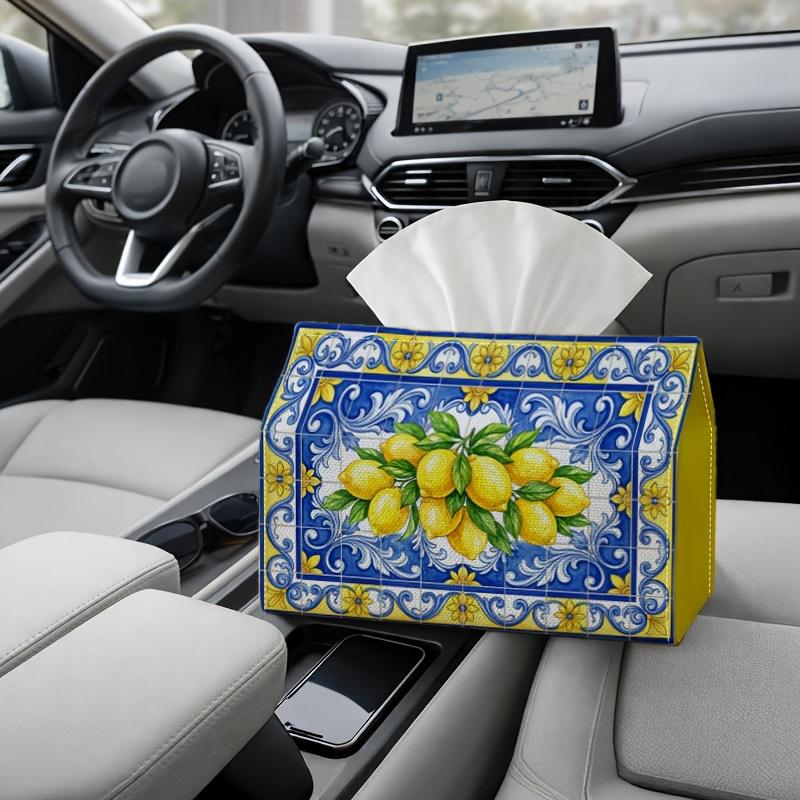 2D Flat,1pc Party Tissue Box, Mediterranean Rustic Nature, Multifunctional Tissue Holder, Lemon Citrus Branch, Outdoor Party Supplies, Everyday Deskto