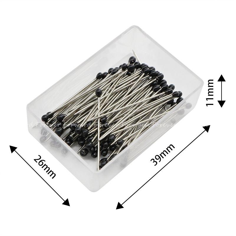 100 uds. Caja de Alfileres Localizadores de Cabeza de Plástico Color Blanco y Negro Alfileres Decorativos DIY Alfileres Localizadores para Telas Hechas a Mano
