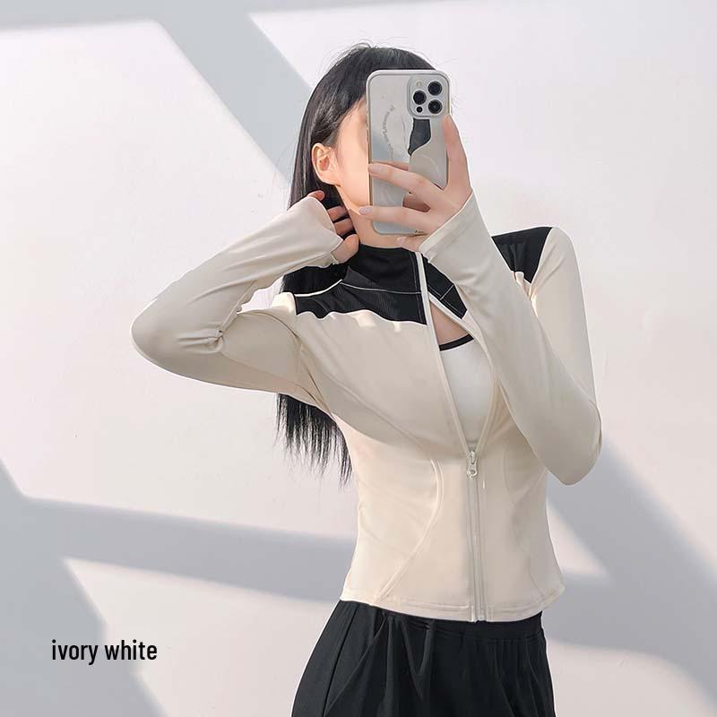 

Женская спортивная куртка Juyitang облегающего кроя с цветными блоками для йоги XXL