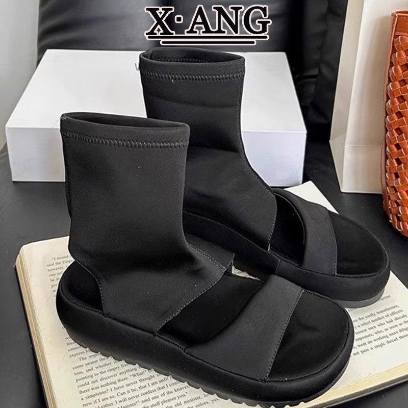 

catwalk open-toed sandals women s new summer with skirt thick-soled cool boots elastic thin women s boots 40