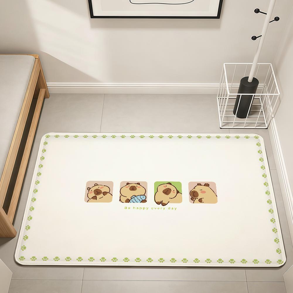 cartoon Capybara Cute animal minimalist Home Bed Rug Kitchen Bath Floor Mat Hallway Balcony Carpet Entrance Doormat hogar Decor