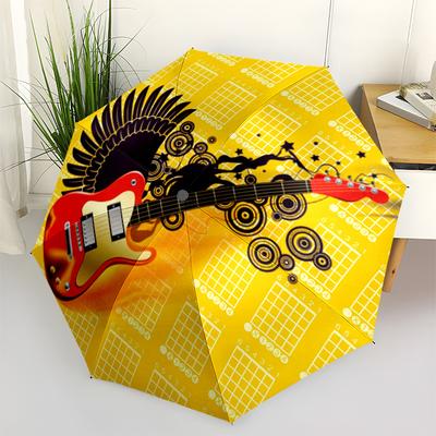 Electric Guitar with Wings: Musical Artwork StickerUmbrella, Portable 3-Fold Compact Umbrella for Men & Women Gift