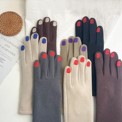 Mode Nagellack Handschuhe Grace Lady Winter Vintage Vollfingerhandschuh Damen Dicke Fahr-Touchscreen Warme Fäustlinge Weiblich T124