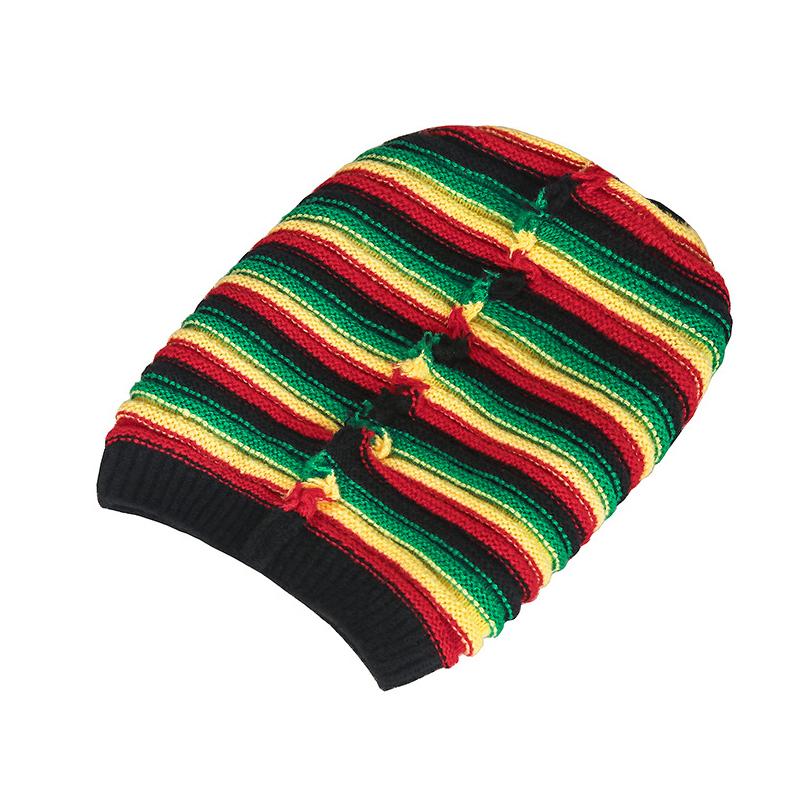Muži Ženy Podzim Zima Barevná Pruhovaná Vlněná Čepice Duhová Pletená Teplá Čepice