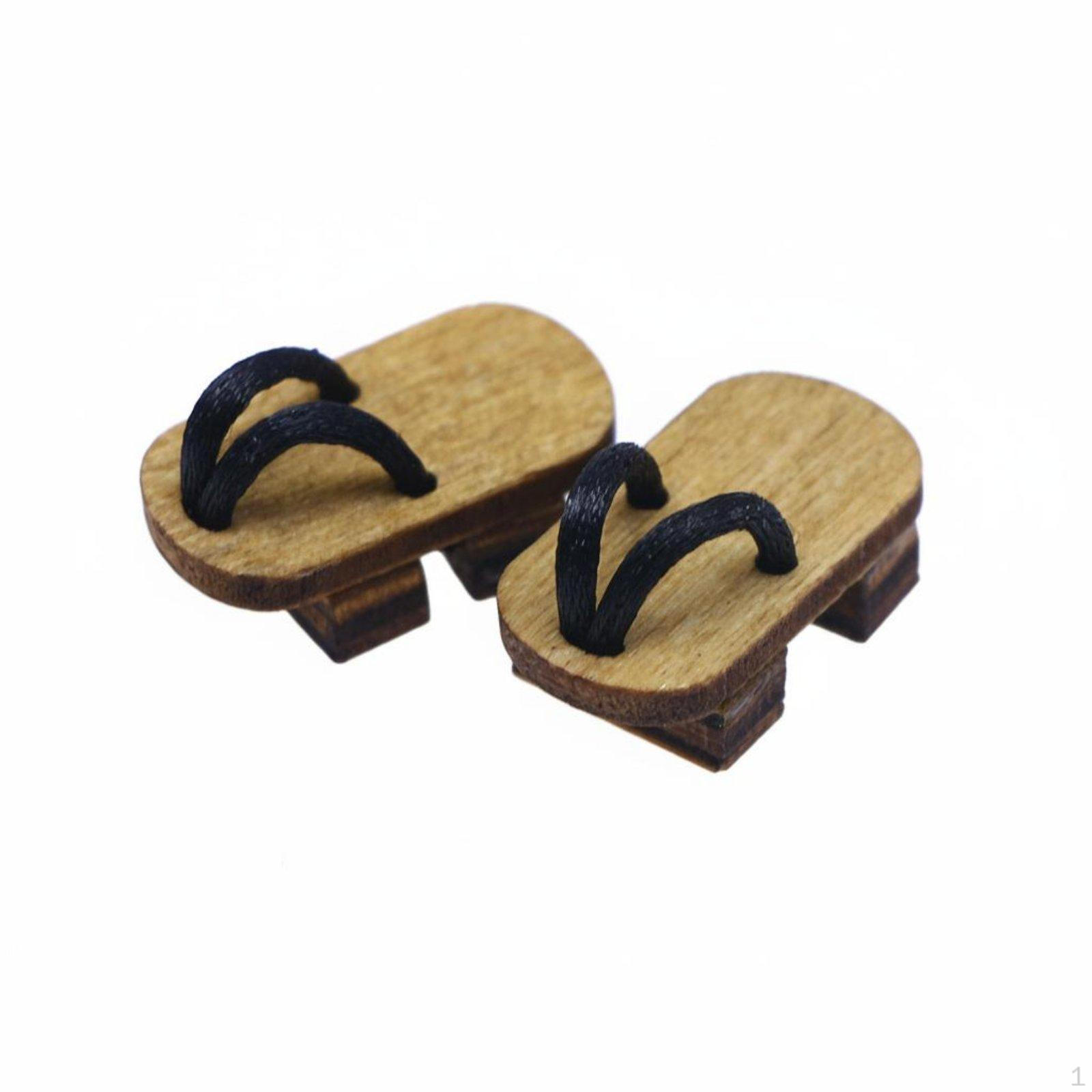 1/12 Scale Doll Shoes Lightweight Wooden Miniature Clogs for Hobbyists, Diorama Display