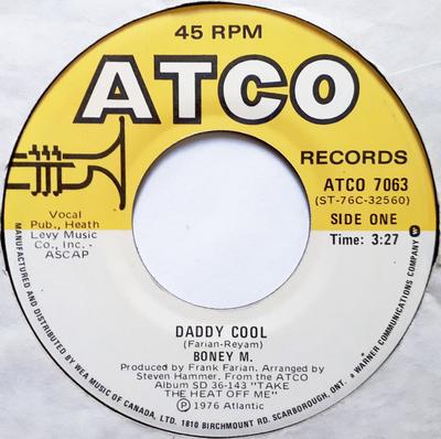 7-Zoll-Schallplatte BONEY M. - Daddy Cool ATCO7063 ATCO Records 1976 Kanada Soul/Funk Gebraucht