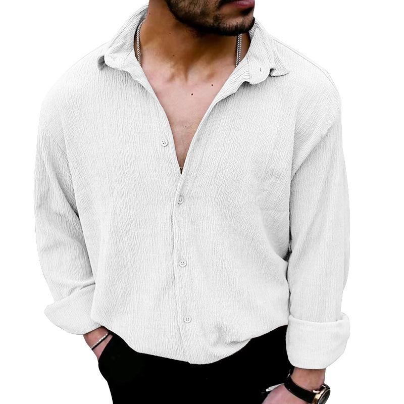 Spring and Autumn New Men's Long-sleeved Shirt Solid Color Casual Lapel Shirt Men
