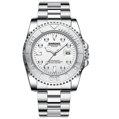 Strieborné Vodotesné Svietiace Analógové Nerezové Puzdro Otočné Quartzové Hodinky Jednoduché Štýlové Neformálne Obchodné Módne Doplnky Narodeniny Výročie