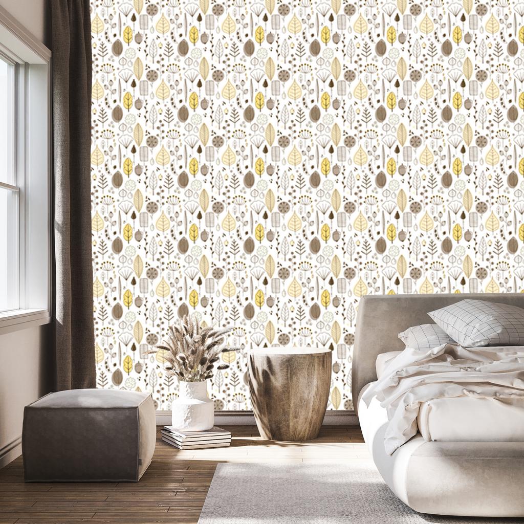 Scandinavian Leaves Wallpaper for Living Room and Bedroom 50x1000