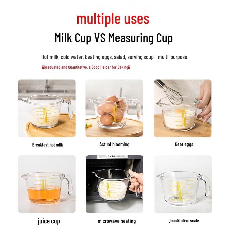 Xihe Thickened Glass Measuring Milk Cup