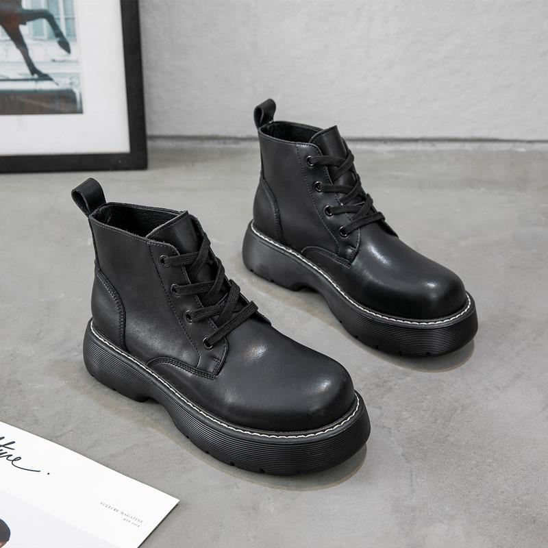 Fashion AIYUQI Women Ankle Boots 2024 Winter Latest British Style Big Drape Women Short Boots Fashion Lace-Up Women Ankle Boots