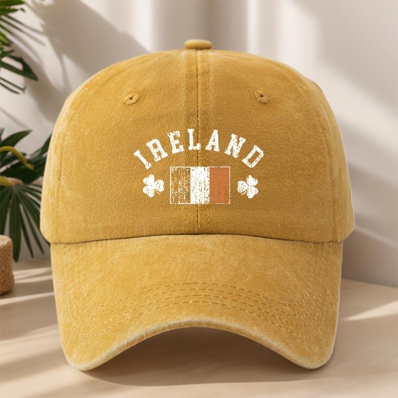 Irish Flag Print Baseball Cap Classic Washed Vintage Style Outdoor Leisure Vacation Sports Sun Hat