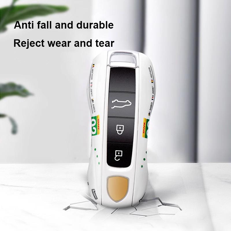 For Porsche Panamera Cayenne Macan 718 Cayman Boxster 911 Taycan Car 92 Track Key Case Protective Shell Remote Control Fob Cover