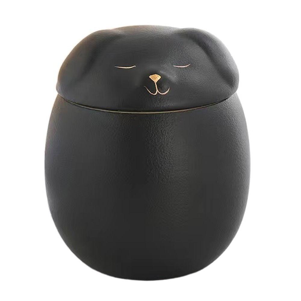 

Урна ручной работы для праха питомца Креативная кошка Фарфоровая банка Подарок Банка для хранения чая Мемориал питомца black-dog