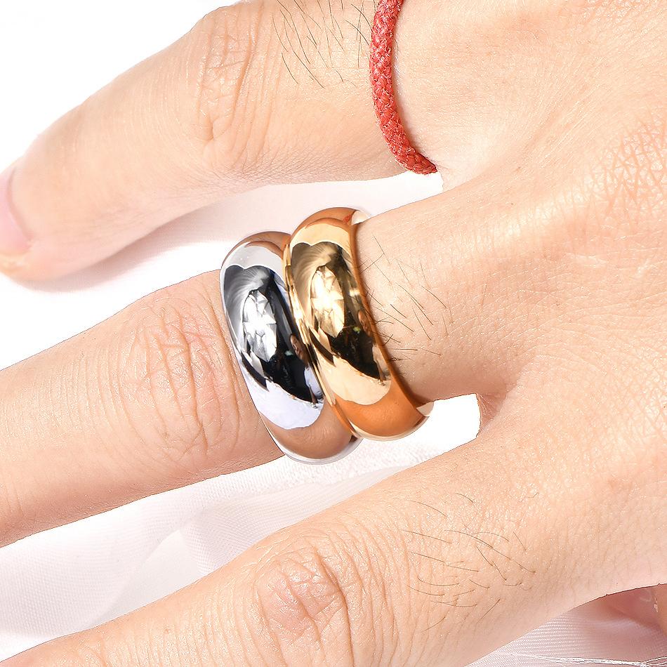 

Кольцо 18 карат Широкая сторона Двухслойное Joyas De Acero Inoxidable Оптовая продажа Текстура Металлическое Позолоченное Кольцо из нержавеющей стали Женское 6
