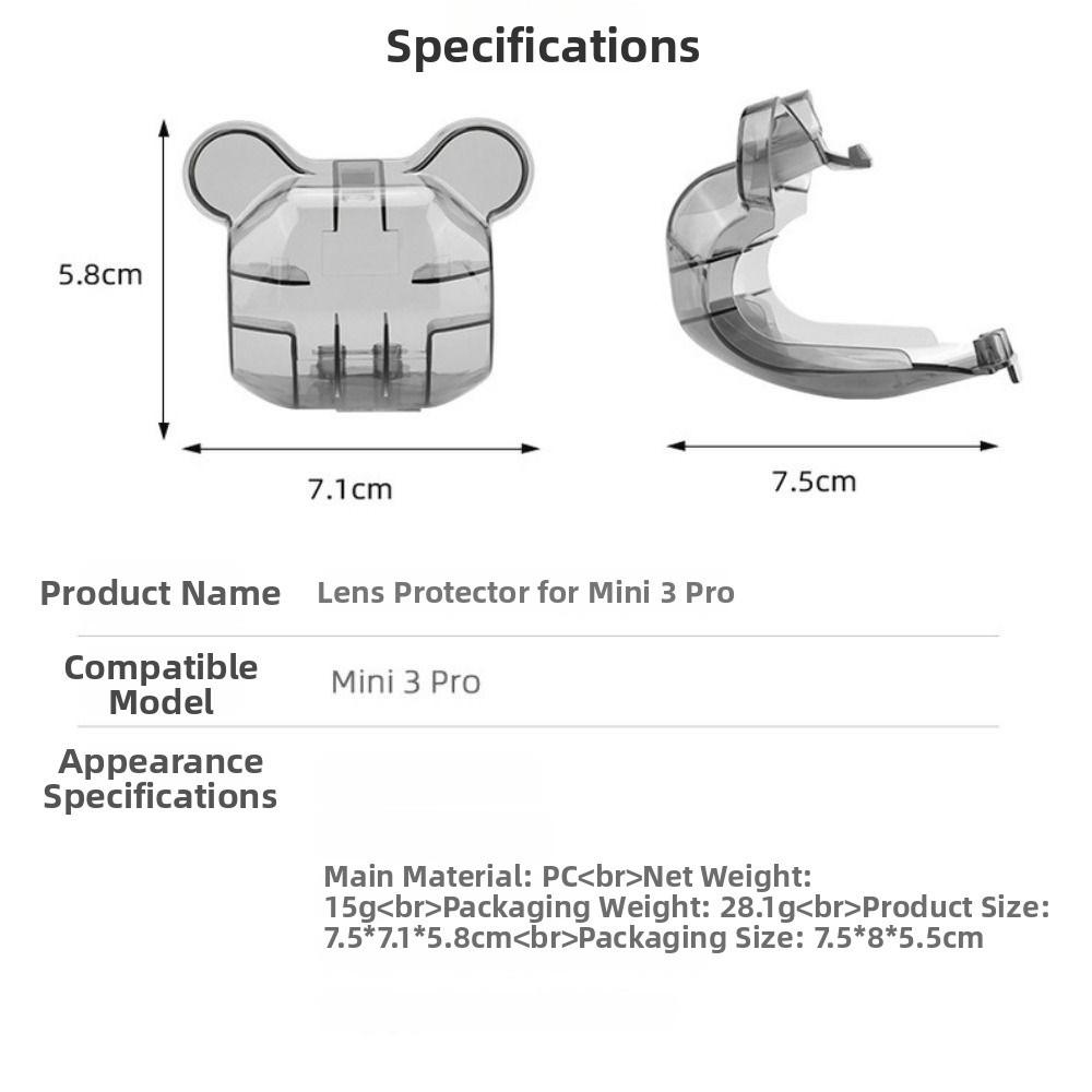 Transparent Black Lens Cap 3 Styles Anti-Scratch Protector Props  for DJI Mini 3 Pro Drone