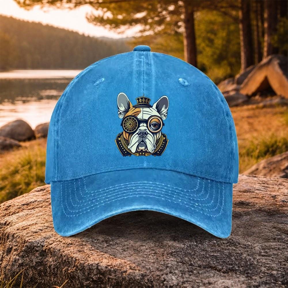 Steampunk French Bulldog Baseball Cap Adjustable Cotton Washed Outdoor Golf Accessory