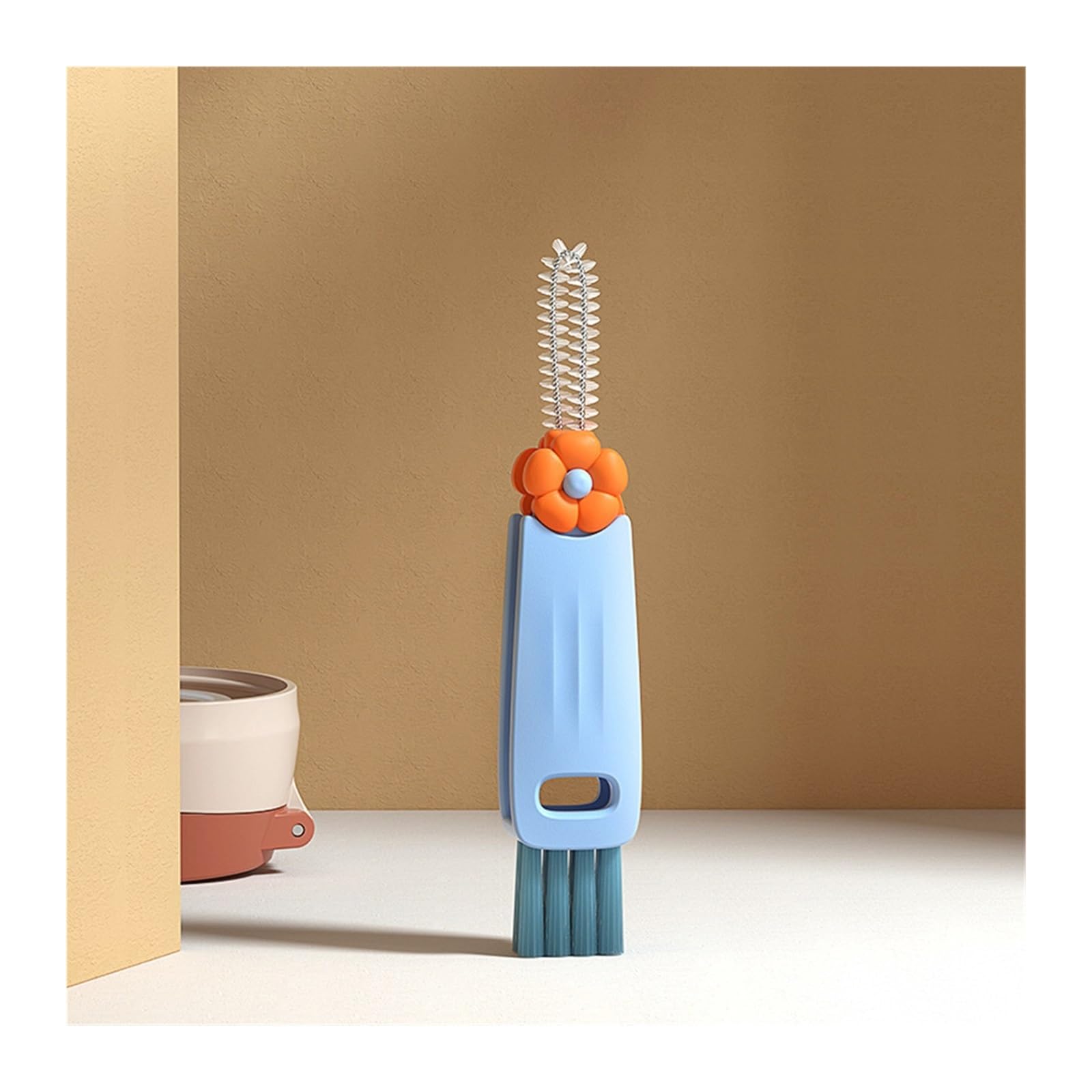 

1 шт. Щетка для чистки крышек для чашек 3 в 1, 2024 г. Новая щетка для чистки щелей для бутылок, зазоров, узких мест, кофейных термосов, чашек, кухонных принадлежностей синий